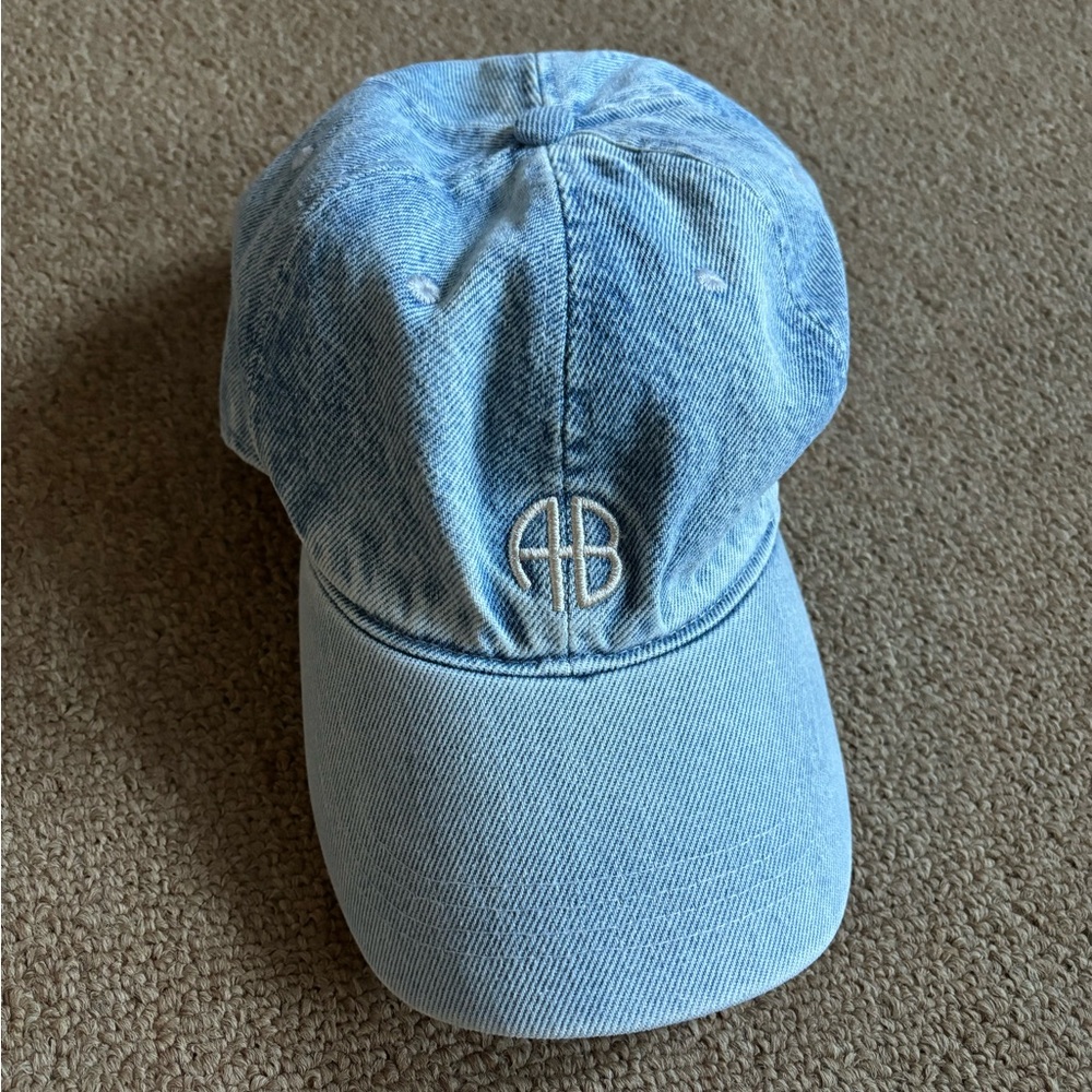 Anine Bing denim Baseball Cap with Embroidered Logo
